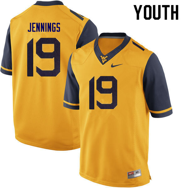 NCAA Youth Ali Jennings West Virginia Mountaineers Gold #19 Nike Stitched Football College Authentic Jersey HI23T36OJ